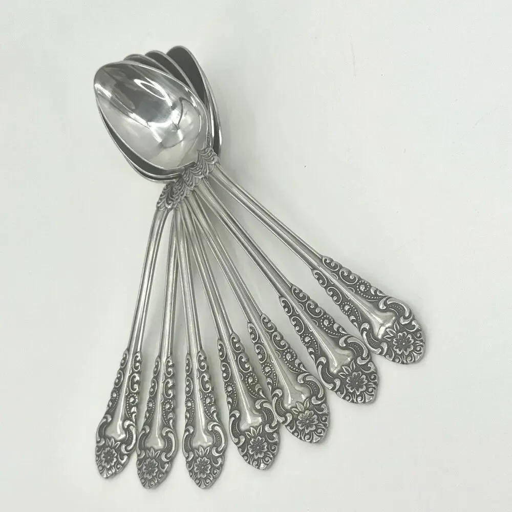 Voisin (Stainless)by CONTINENTAL SILVER Lot of 7 Teaspoons Floral MCM 6 3/8 inch